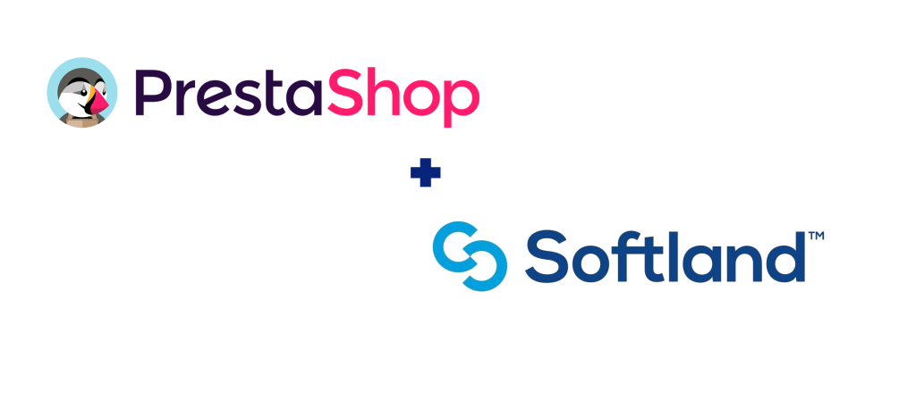 Logos de PrestaShop y Softland en colaboración